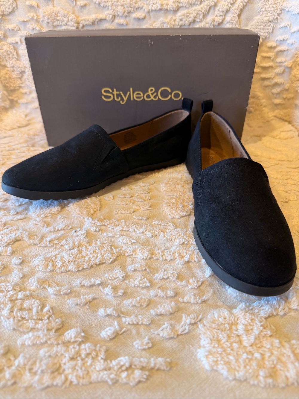 Style & Co. Black Suede Slip-On Loafers 659